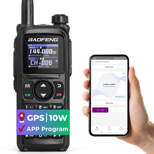 BAOFENG UV-28 Plus Ham Radio Handheld with GPS & APP Programming, 10W Long Range Walkie Talkie Dual Band Two Way Radio, FM AM AIR NOAA Receiver with Frequency Copy, 1000CHs, 2200mAh Battery USB-C Port