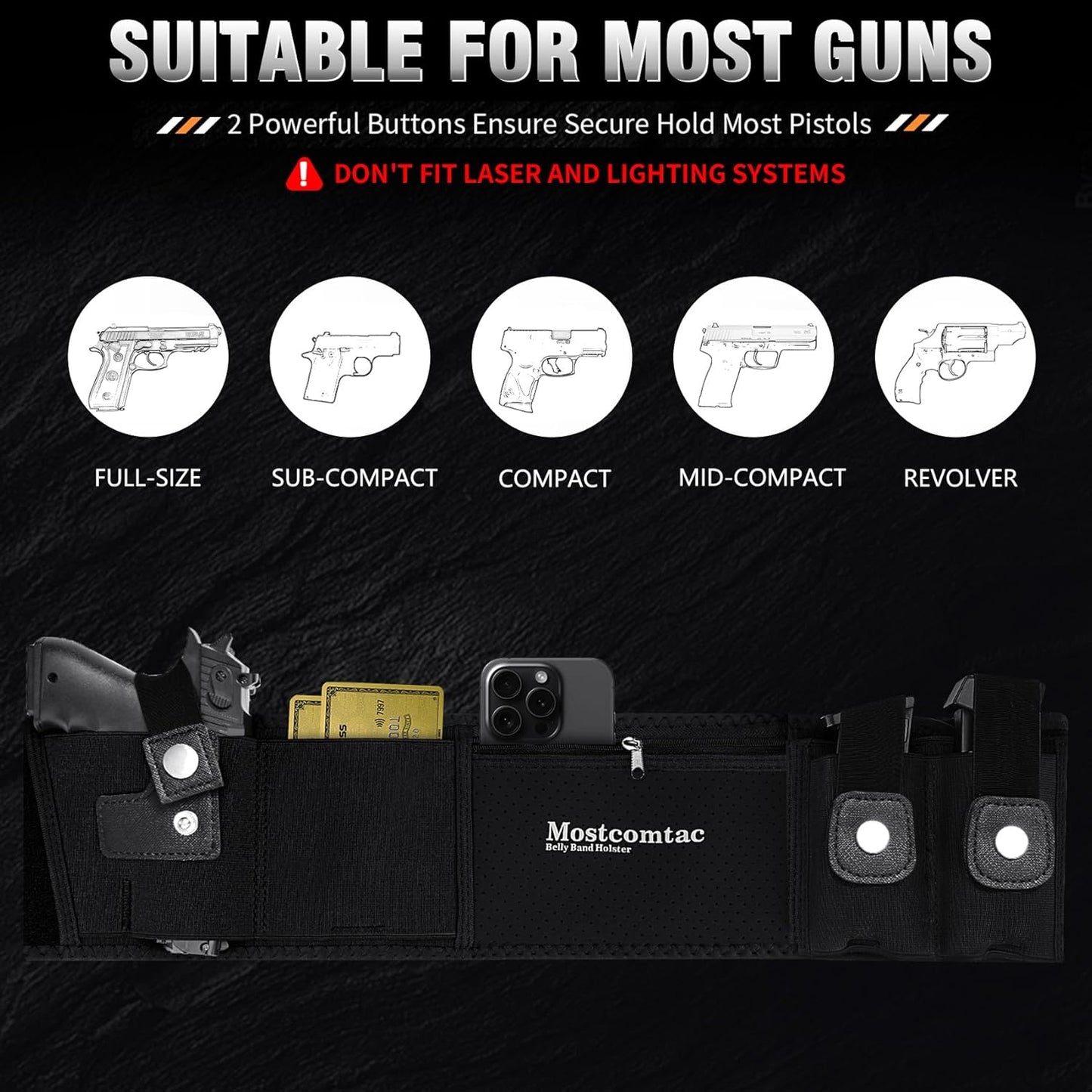 Mostcomtac Belly Band Holster - Comfortable Neoprene Gun Holster for Glock 17-43X & More