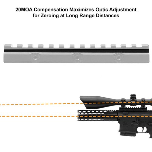Leapers MT-RSX20MOA Inc., UTG Super Slim 20 MOA Elevated Picatinny Mount, 13 Slot, Black
