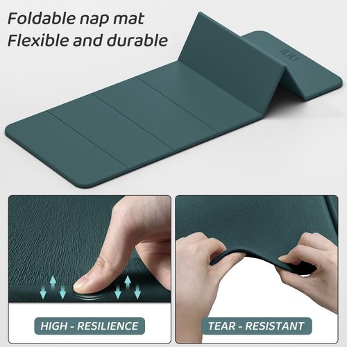 ILILI Foldable Yoga Mat 71 * 24 * 0.3'' - TPE Non-Slip Fitness Mat for Home，Waterproof & Lightweight (2lb) for Home Gym, Pilates & Stretching,Fitness Workouts (Dark Green)