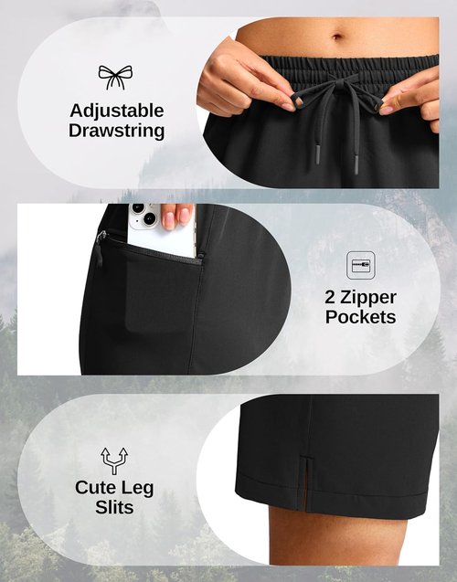 G Gradual Women's Hiking Shorts - Quick Dry Lightweight Bermuda Cargo Shorts with 2 Zipper Pockets