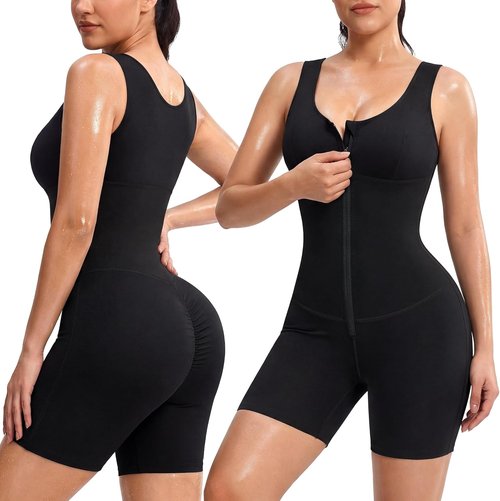 Junlan Sauna Suit Women - Full Body Sleeveless Sauna Jumpsuit with Zipper Waist Trainer