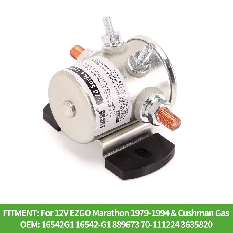10L0L Golf Cart 12V Solenoid Assembly for EZGO Marathon (1979-1994), Cushman, Jacobsen Gas Golf Cart, 4 Terminal Continuous Duty OEM 16542G1, 16542-G1, 889673, 70-111224, 3635820