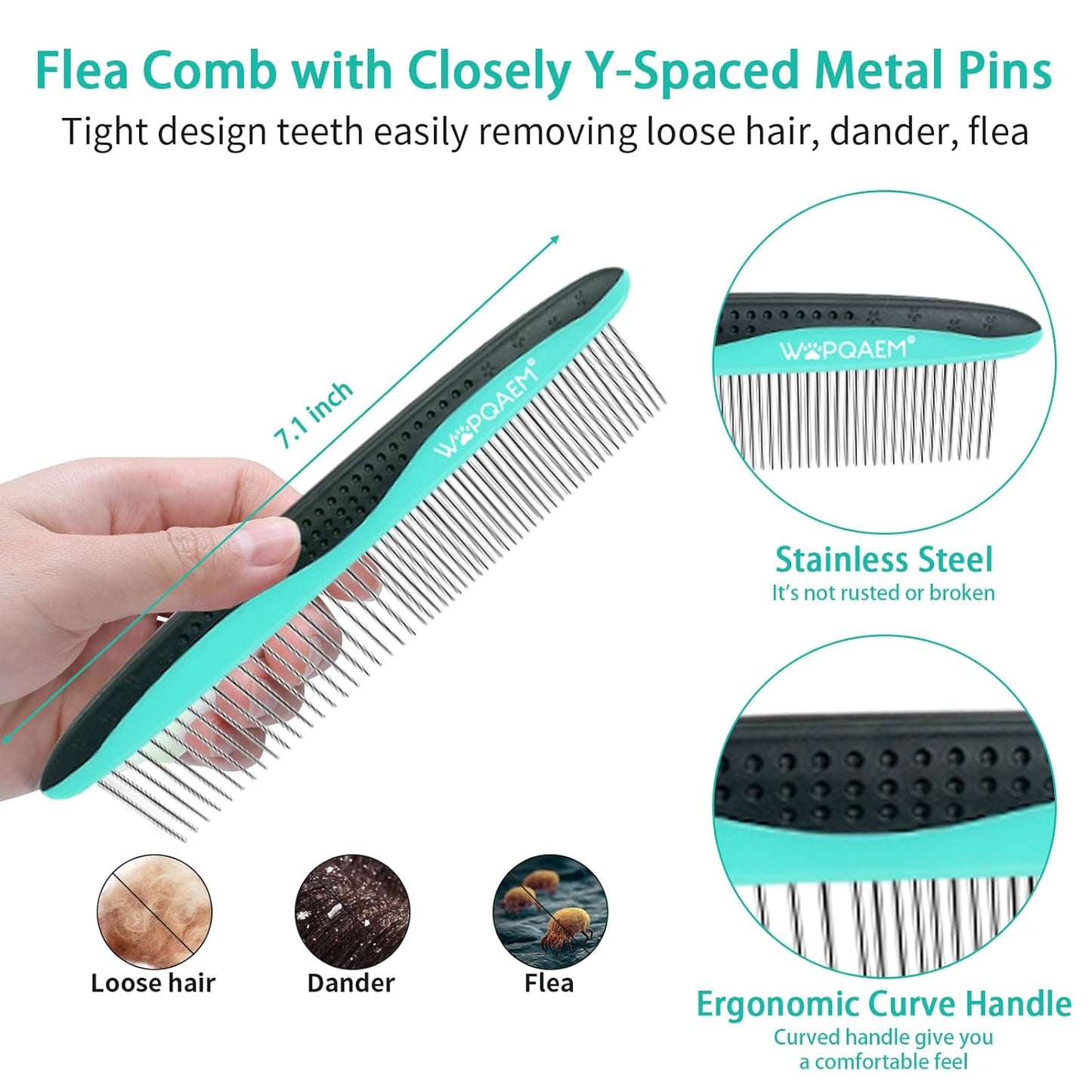 Skiennix Self-Cleaning Slicker Brush Set - Professional Grooming Tools for Dogs & Cats | 5-Piece Kit