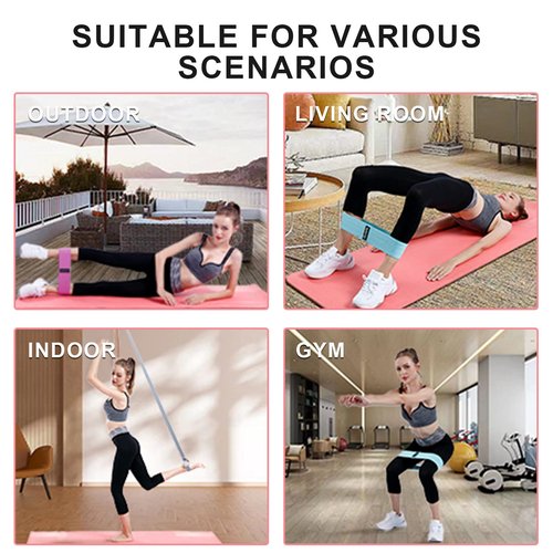 GOLELE Resistance Bands for Working Out, Non Slip Thick Squat Exercise Bands for Yoga, Pilates, Rehab, Fitness 3 Booty Bands 1 Long Resistant Band for Women Men Gym Hip Thigh Glute Bands Set(ES618)