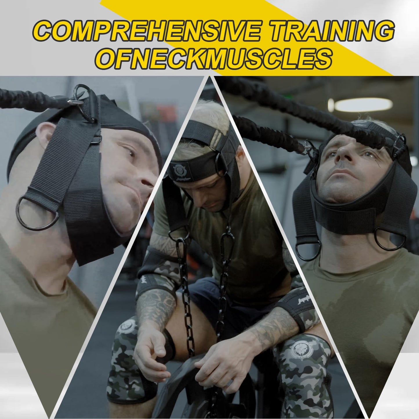 Neck Harness for Increases Neck Core Strength - Neck Exerciser with 30" Heavy Duty Steel Chain for Safely Lifting Weights Up to 281 lbs Black