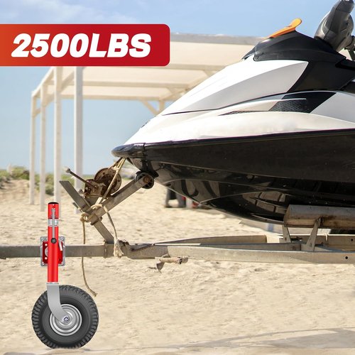 Beach Boat Trailer Jack - 2500 lbs Capacity with 13.3" Wheels | Heavy-Duty Swivel Tongue Jack (Red)