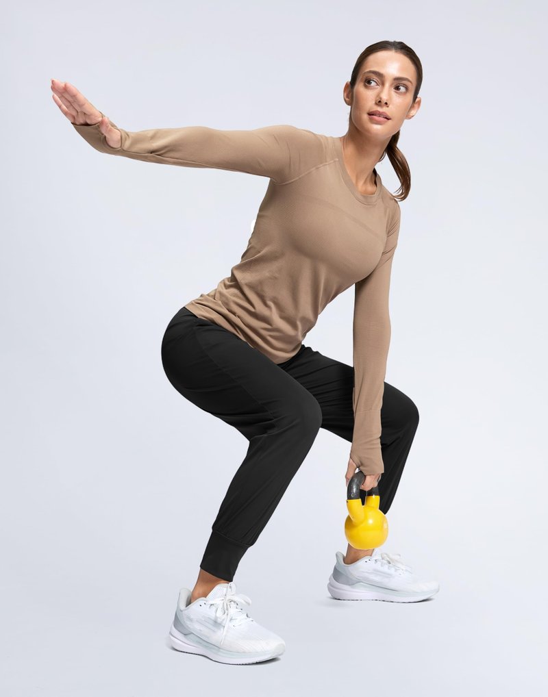 SANTINY Women's Joggers Pants with Pockets Lightweight High Waisted Athletic Gym Workout Pants for Women Yoga Travel (Black_L)