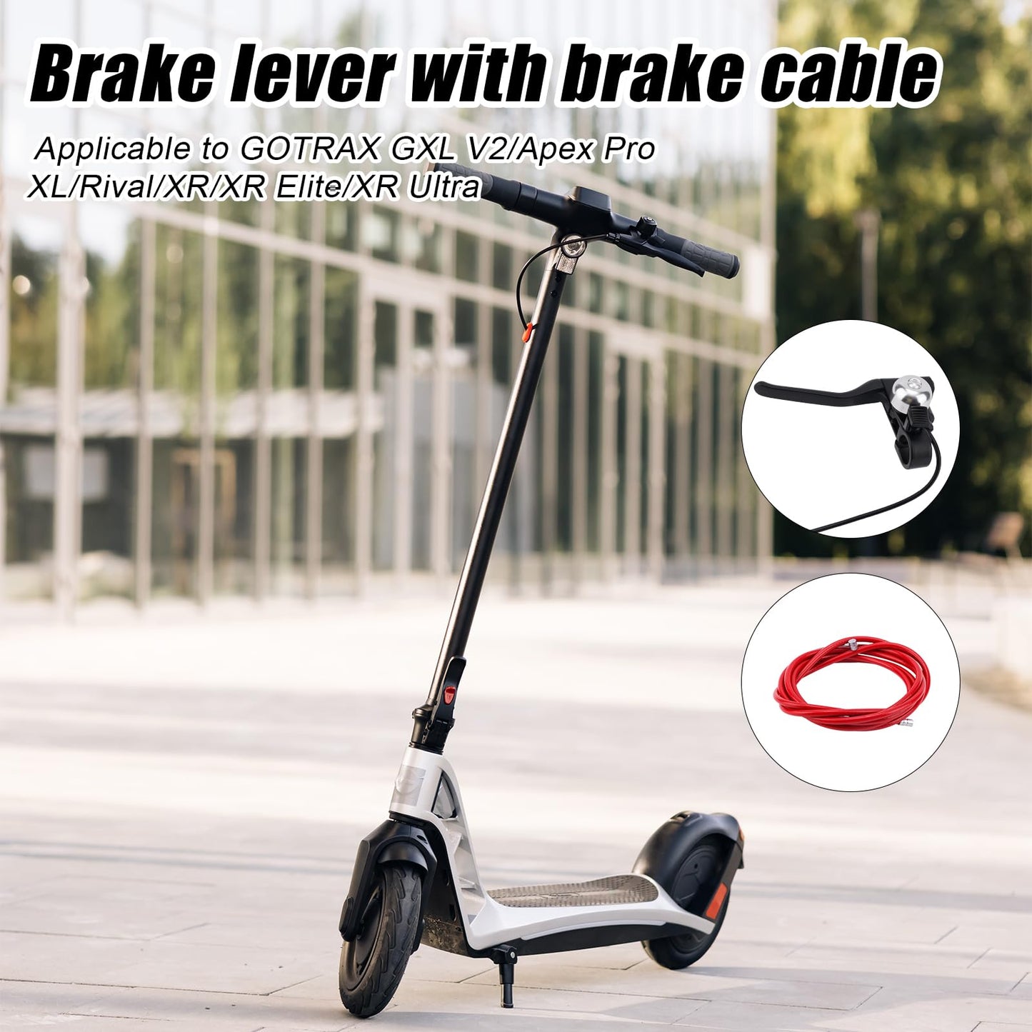 lasuroa Brake Handle Lever with Brake Cable & Bell, Electric Scooter Replacement Parts Compatible with Gotrax GXL V2/Apex Pro XL/Rival/XR Elite/XR Ultra