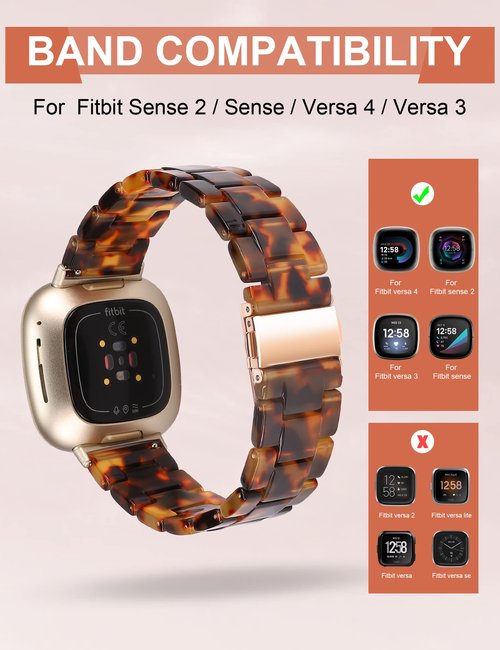 Wearlizer Resin Band Compatible with Fitbit Versa 4 Bands for Woman/Versa 3/Sense 2/Sense Bands Women Men, Cute Fashion Lightweight Wristband Strap Accessories