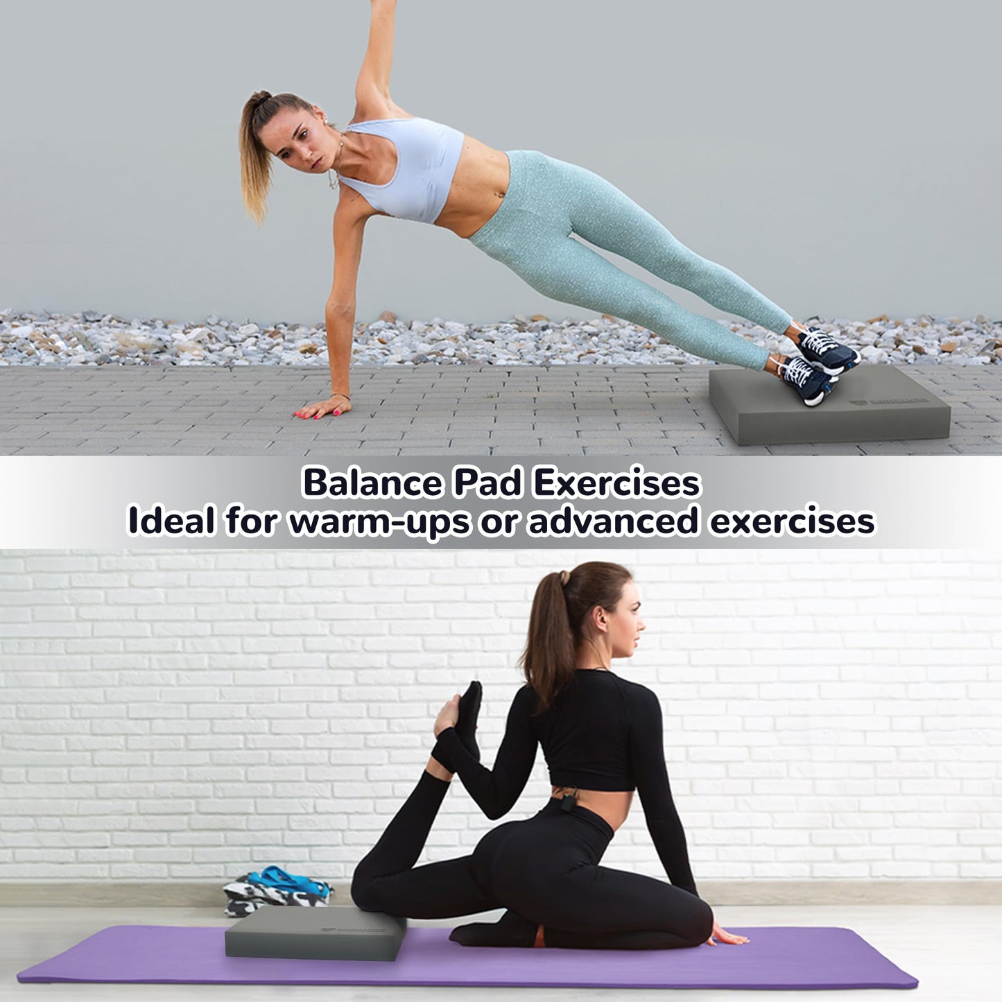 Fitvids Exercise Balance Pad, Non-Slip Cushioned Foam Mat, 15.6"x13"x2.3" Thick, for Physical Therapy, Core Training, Yoga, Pilates, Stability Training & Home Workouts - Grey