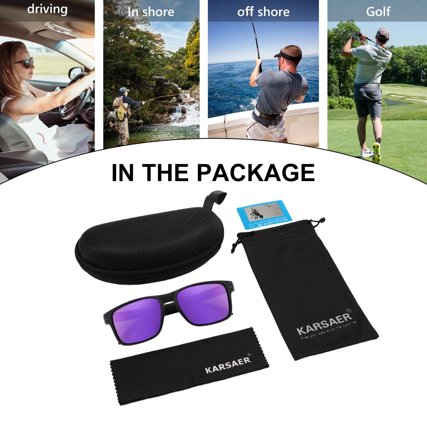 Karsaer Lago Polarized Sport Sunglasses for Men and Women, Ideal for Driving Fishing Cycling Running, UV Protection