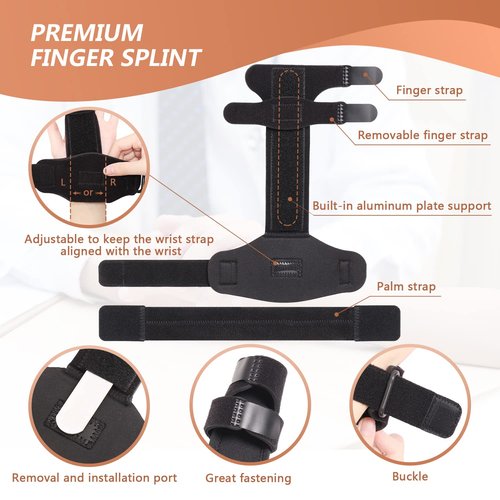 Scurnhau Trigger Finger Splint Finger Brace for 2 Fingers Reversible Finger Splints for Mallet Finger Broken Finger Arthritis Metacarpal Fracture Hand Brace with Finger Support Joints Immobilizer-S/M