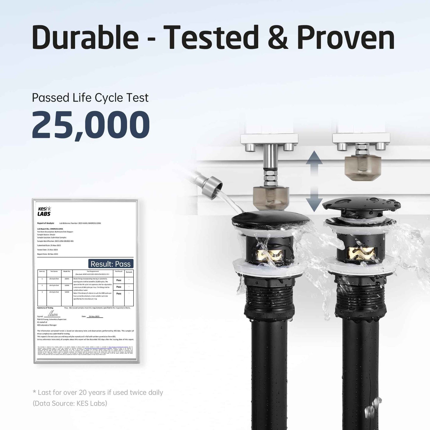 kesink Black Bathroom Sink Drain with Anti - Clog Basket Drain, Pop Up Drain for Bathroom Sink with Hair Catcher, All Metal Vessel Sink Stopper with Overflow Matt Black, S20002A-BK