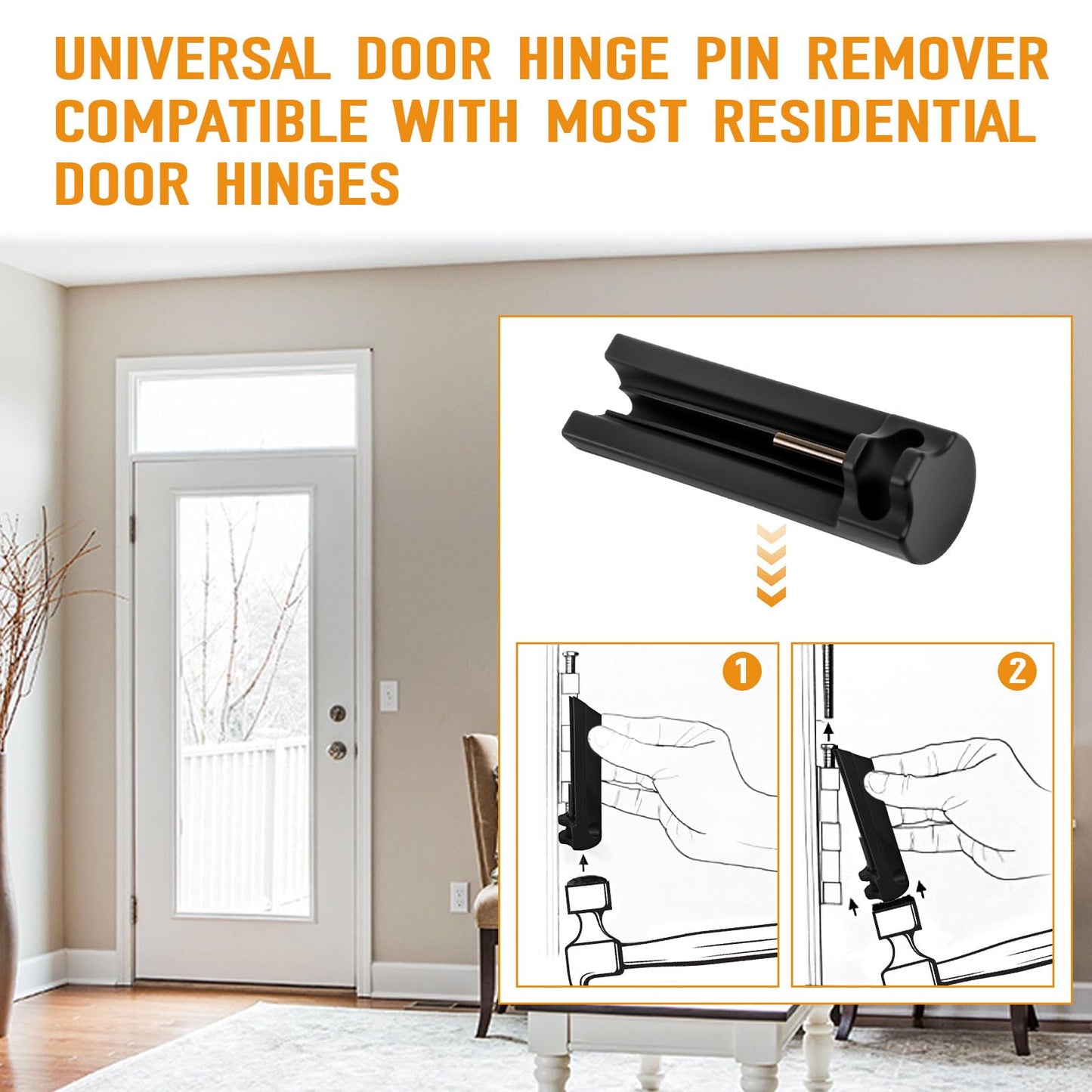 Door Hinge Pin Remover Tool Replacement for Hinge Outlet Pin Popper, Quick and Safe Door Pin Removal Without Surface Damage, Durable Plastic and Steel Pin, Fits Most Hinges, 1 Pack