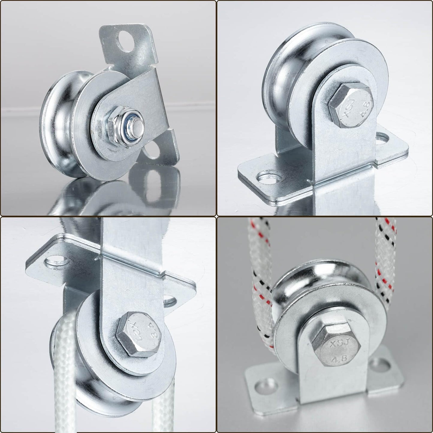 KCNOFNC 48mm Cable Pulley Wheel Wall Mount, with Ball Bearings for Wire Rope, for Pulley System, Gym Equipment Workout, Sliding Gate, 2Pack