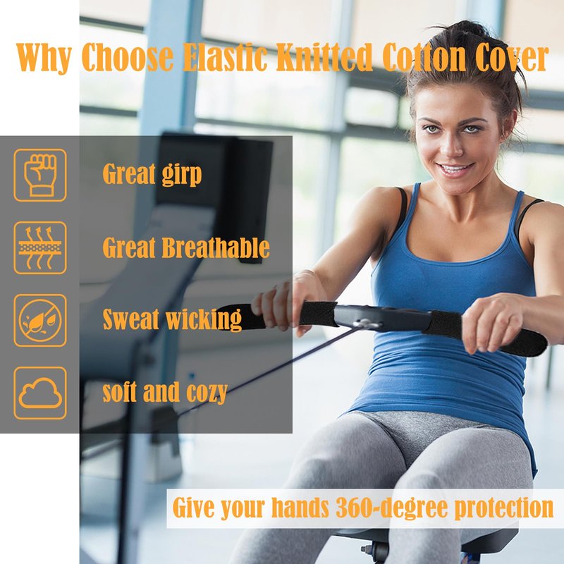 2PCS Universal Rower Handle Cover for Rowing Machines Compatible with Concept 2, Hydrow, Nordictrac, Sunny, Fits for Most Rowing Machine，Row Without Pain， Protect Hands and Absorbs Sweat (2)