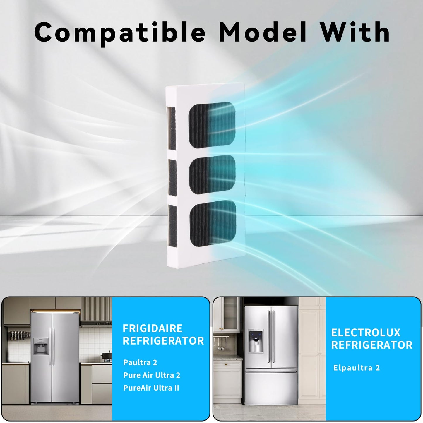 Guarm 2 Pack Paultra2 Refrigerator Air Filter Replacement, Strong Adsorption Air Filter Compatible with Frigidaire PureAir Ultra 2, Pure Air Ultra II and Electrolux - Part 242047805, 5303918847