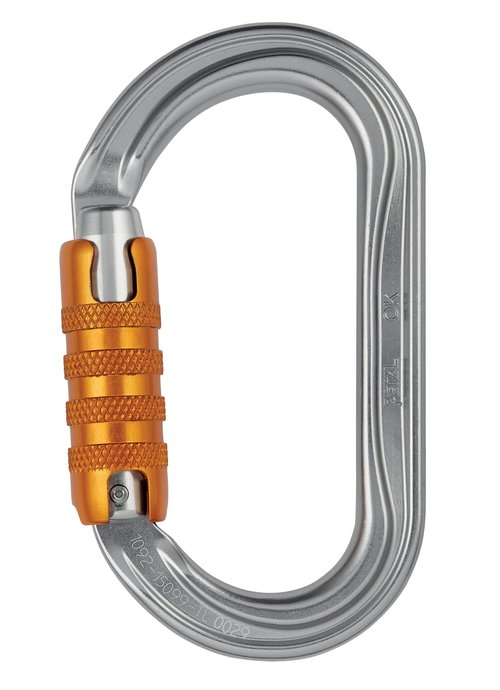 Petzl OK Oval Aluminum Carabiner (Symmetrical) - Gray, Triact-Lock