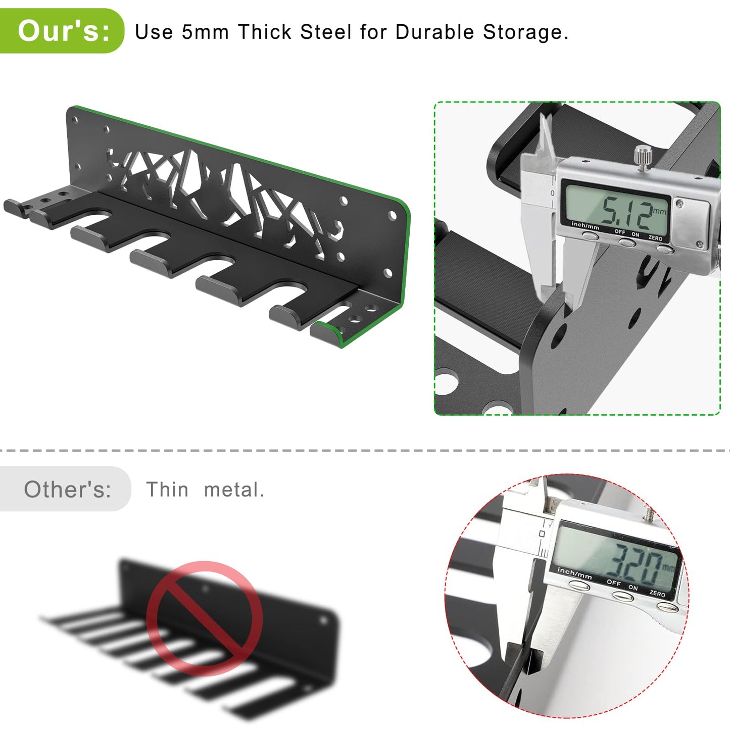 Kipika Versatile Wall Mounted Barbell Holder with 7-Hooks Storage Rack for 4 Barbell Bars Holds Under 33mm Bar Size and Fitness Accessories Space-Efficient Gym Organization for Home & Commercial Use