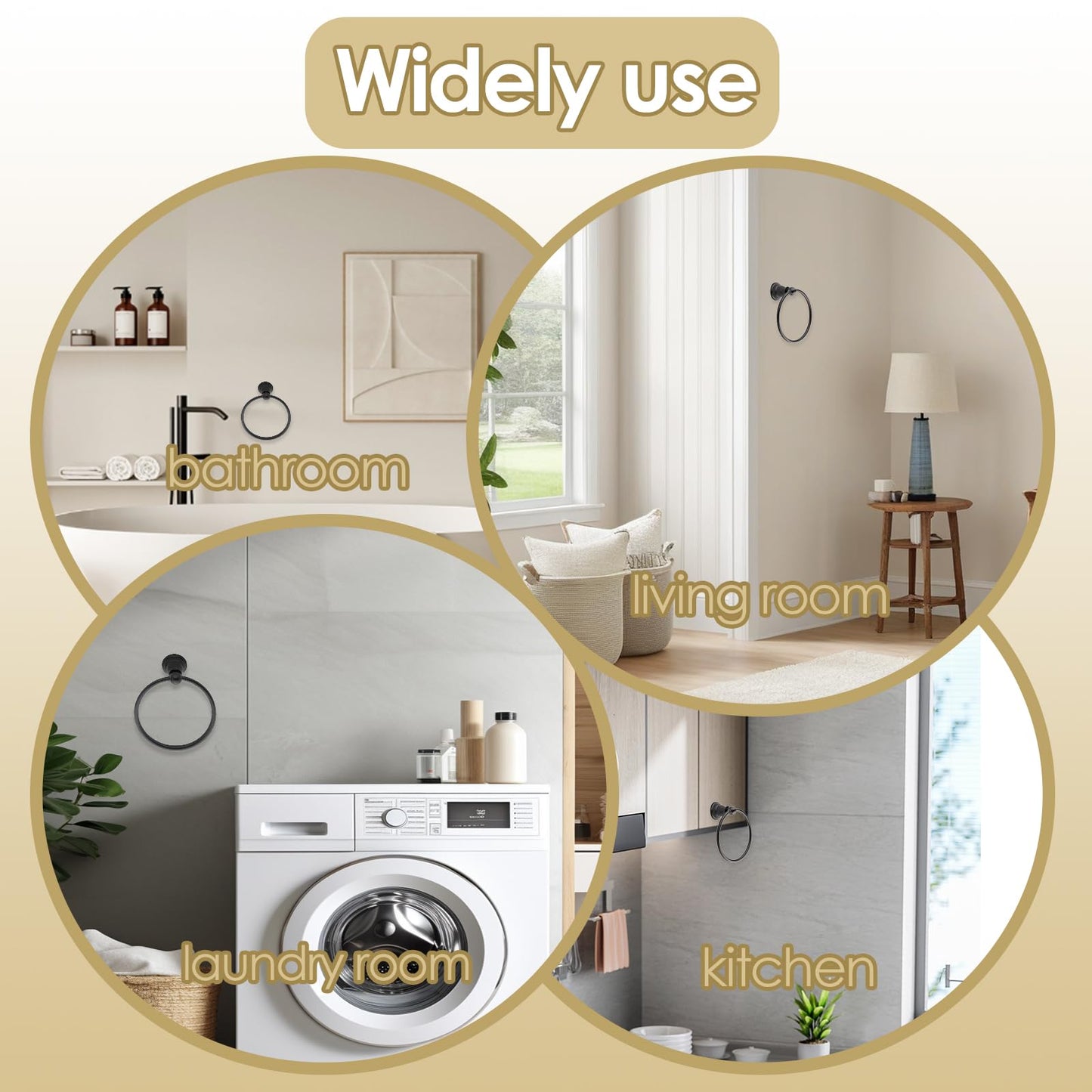 Towel Ring Oil Rubbed Bronze, 6.3-inch Diameter, Durable Stainless Steel Hand Towel Holder for Bathroom and Kitchen, Wall-Mounted Towel Rack, Elegant and Functional Design