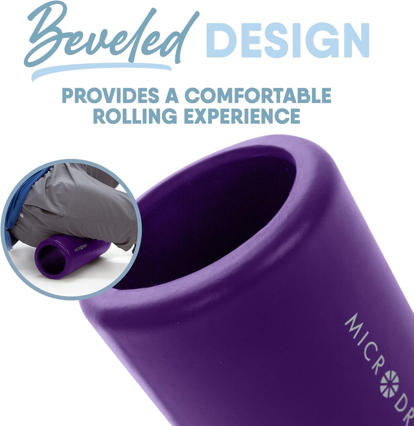 MICRODRY Deluxe Foam Back Roller - Deep Tissue Massage & Muscle Relief for Yoga | 13x5.3, Purple