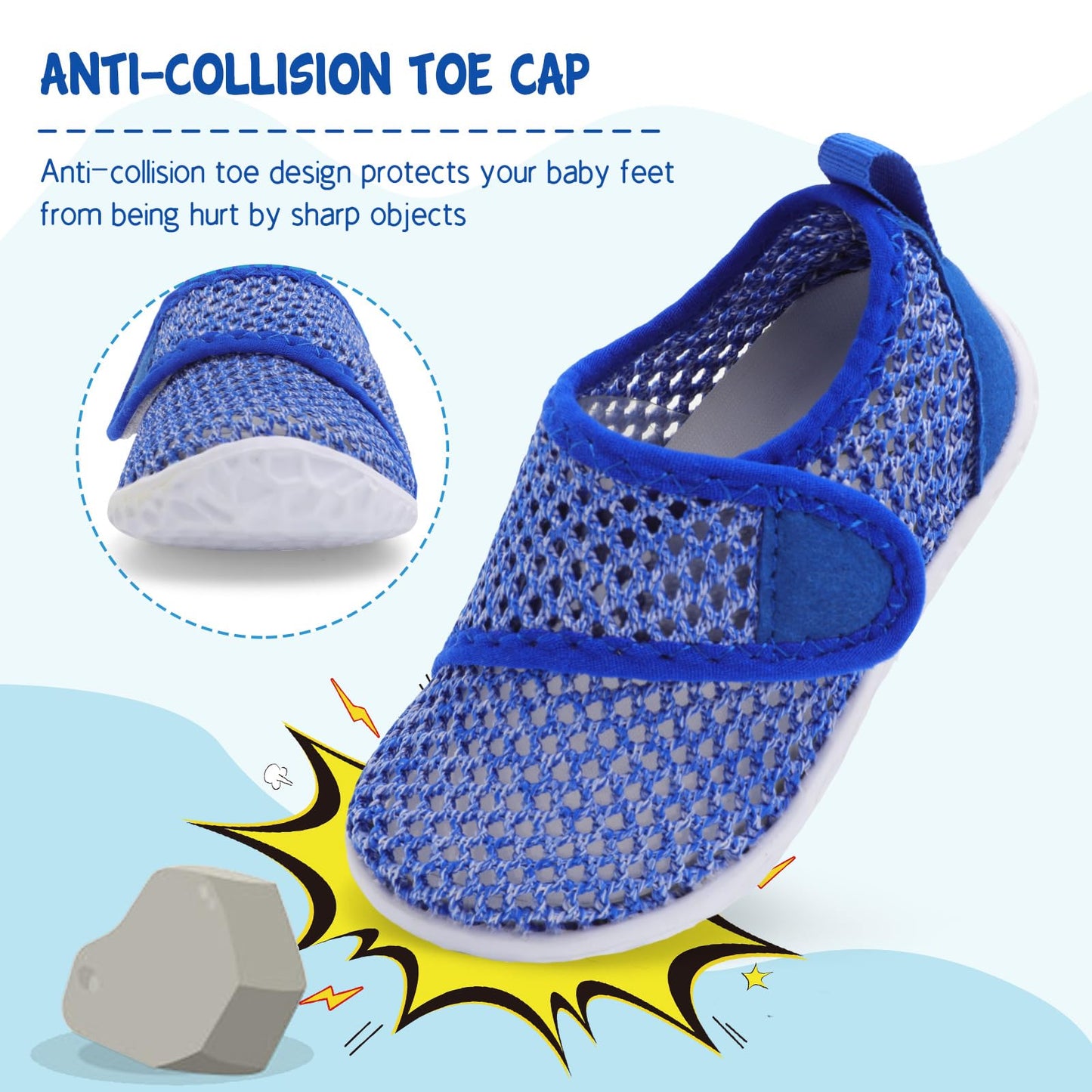 LeIsfIt Toddler Water Shoes Girls Boys Swim Shoes Kids Quick-Dry Breathable Aqua Socks Lightweight Non-Slip Barefoot Beach Shoe, Dark Blue, 11 Toddler
