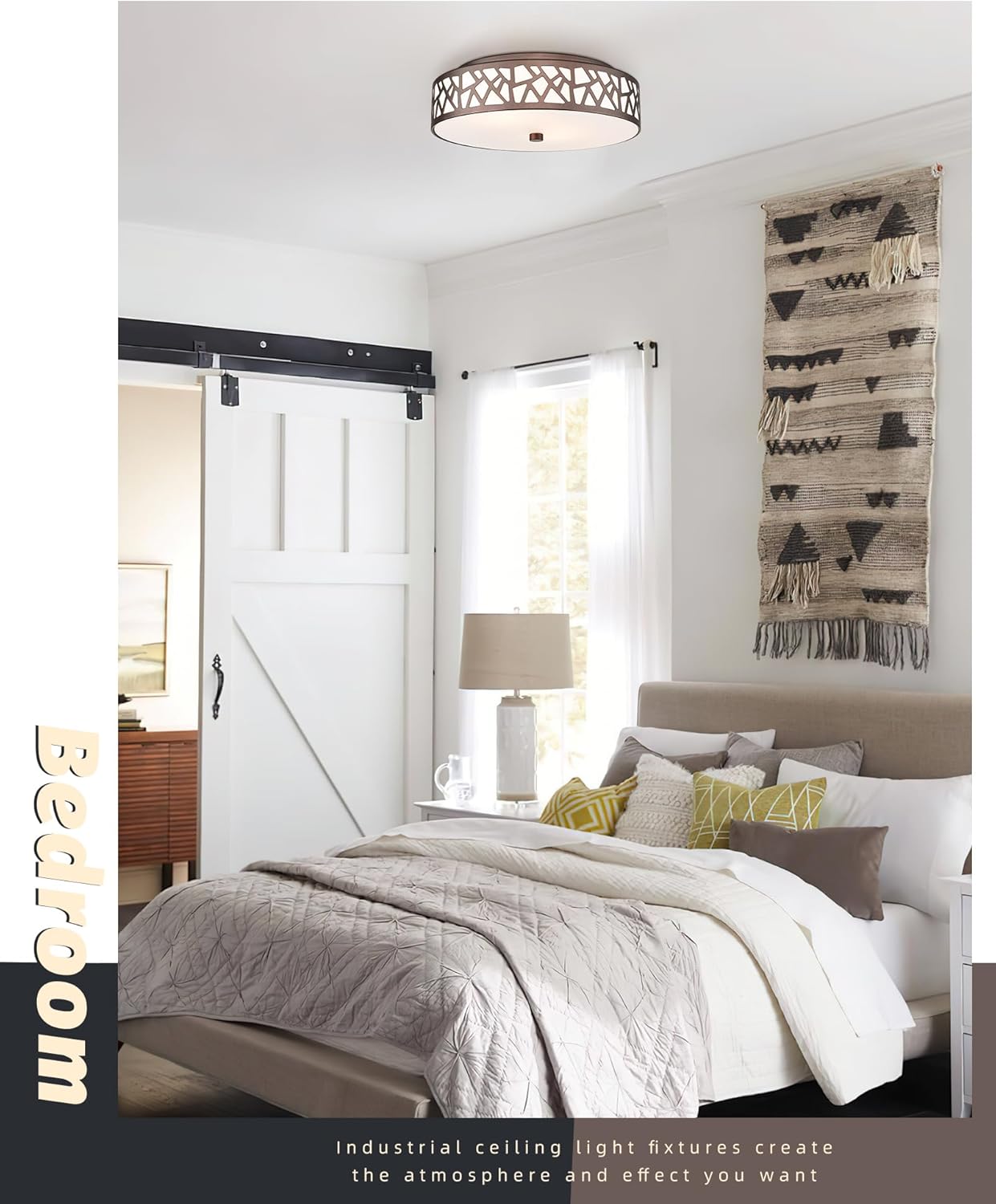 Flush Mount Ceiling Light Fixture 2-Pack - 12-Inch Oil Rubbed Bronze with Frosted Glass Shade for Bedroom, Hallway, Kitchen, Bathroom