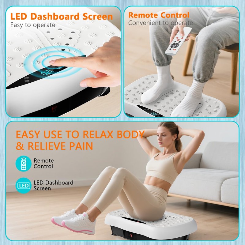 Vibration Plate Exercise Machine, Power Vibrating Board for Weight Loss, Full Body Workout Home Gym Equipment with 100 Adjustable speeds