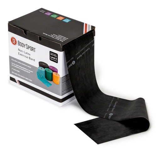 Body Sport Exercise Bands - 25 yd. Roll of Special Resistance Bands for Stretching, Fitness or Physical Therapy, Non-Latex - Extra Heavy Medium Resistance - Black