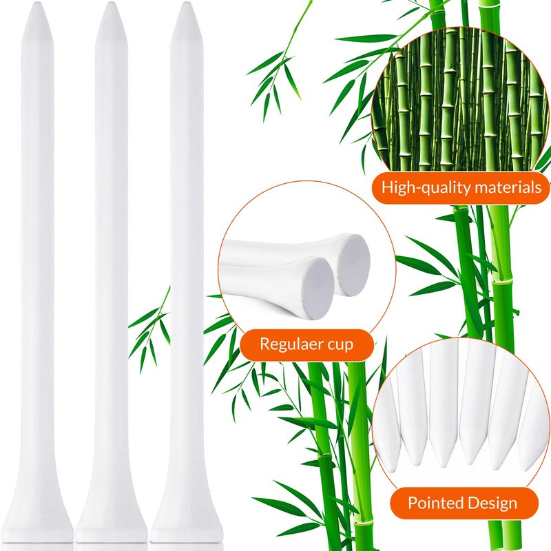 Mudder 2000 Pcs Bamboo Golf Tees Bulk Professional Golf Tees Reduce Friction Side Spin for Club Men Women Kids Accessories (3-1/4 Inch,White)
