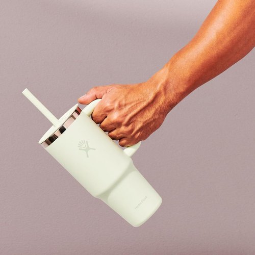 Hydro Flask Travel Tumbler - Insulated Stainless Steel with Handle, Lid & Straw | 24 Oz Oat
