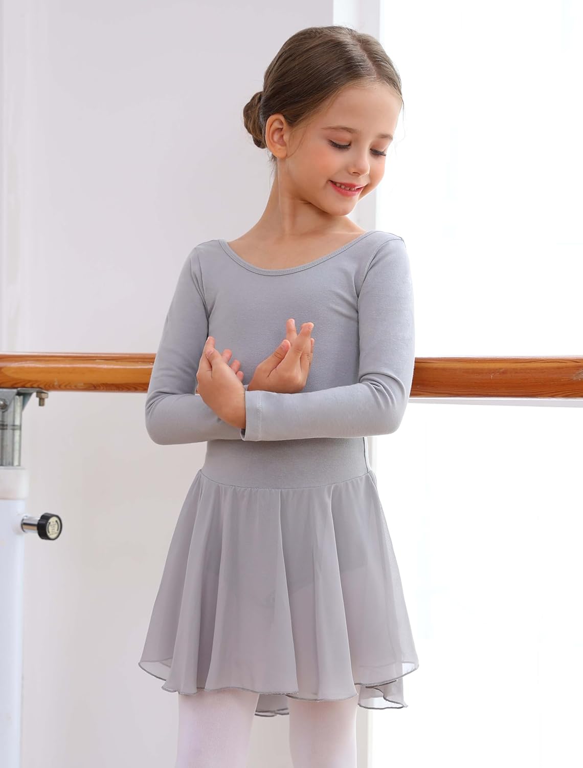 MdnMd Toddler Girls Ballet Leotard - Puff Sleeve Skirted Ballerina Dress | Comfortable Fit