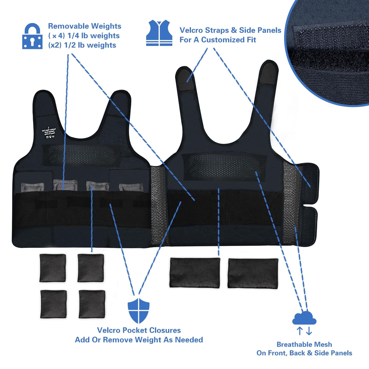 Weight Vest for Kids Black (Black, Large)