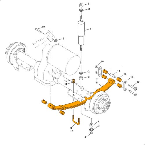 Golf Cart EZGO TXT 1995-2013 Rear Heavy Duty 4-Leaf Springs Kit with Bushings & Sleeves, Replacement Suspension Leaf Springs, OEM 1012303/74207-G02 / 72618-G01