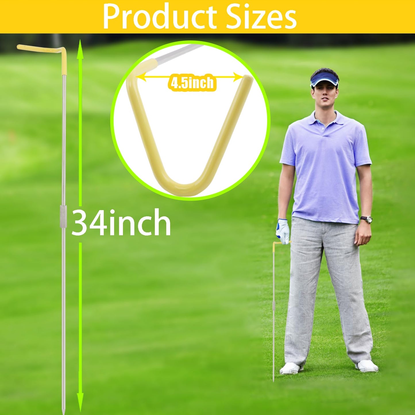 Greeily Golf Club Holder Stand, 32" V-Shaped Golf Club Stand for Putting Green Backyard Placing Clubs and Keeping Clubs Clean Made of Highly Durable Iron Material