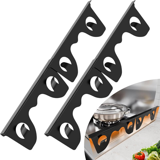 Stove Gap Covers Stainless Steel, 2 Pack Stove Gap Filler for Kitchen, Range Trim Kit for Counter Sink, Adjustable Length 13" to 28" Heat Resistant Stove Guard Between Stove & Countertop, Black