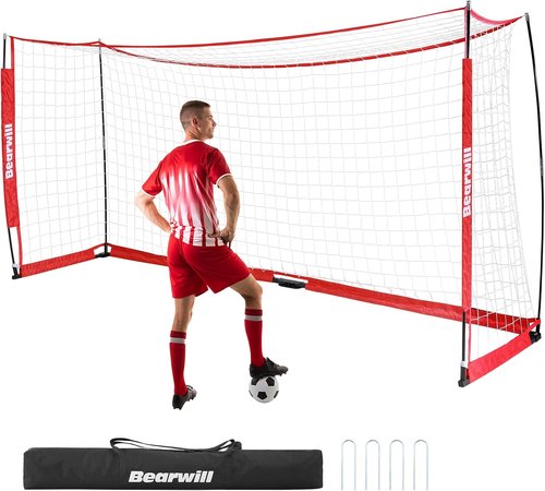 Bearwill Soccer Goal - 12X6FT Portable Soccer Net with Upgraded Collapsible Base | Easy Setup for Indoor/Outdoor Practice