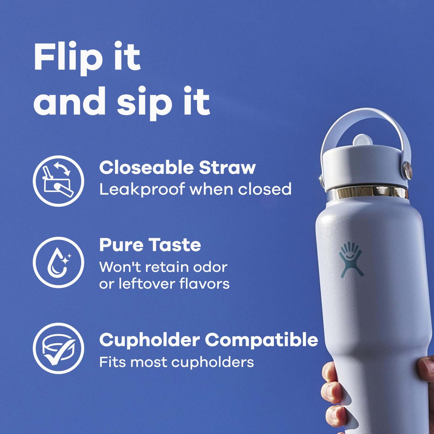 Hydro Flask Travel Water Bottle - Insulated Stainless Steel - Wide Straw Lid, Non Spill, Leakproof in 32 Oz Reef Pink