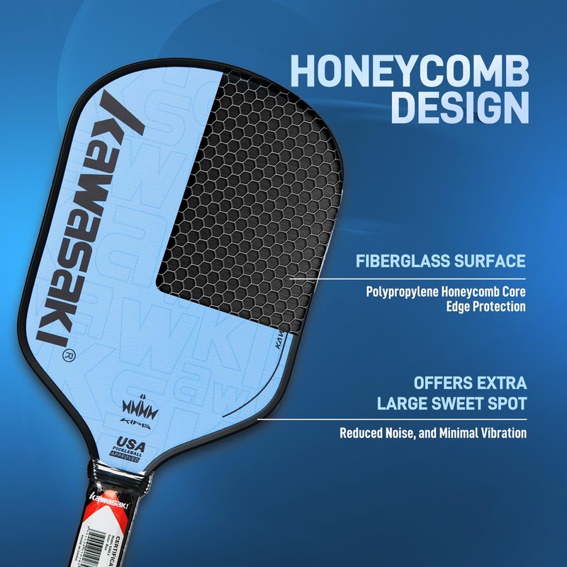 Pickleball Paddle, Kawasaki T700 Carbon Fiber Surface 14mm PP Honeycomb Core (CFS)-USAPA Approved Pickleball Paddle for Tournament Level with Cover Case/Grips (King 6 Series Brown)