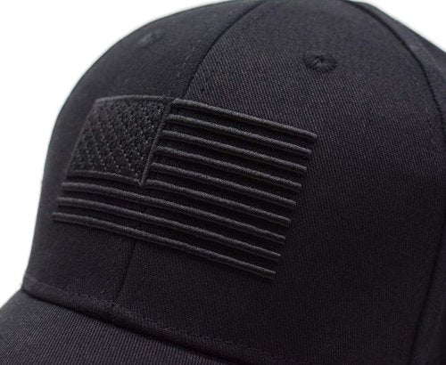 Black American Flag Low Profile Snapback Dad Hat - Adjustable Embroidered US Flag Baseball Cap for Men or Women