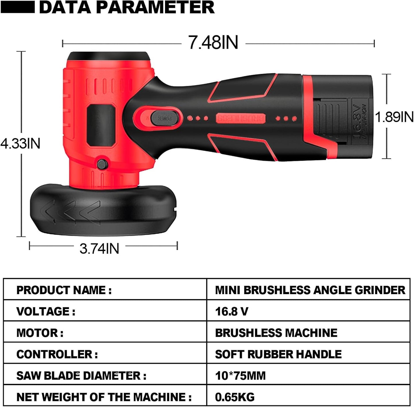 Mini Cordless Angle Grinder Kit - 19500 RPM Electric Tool with 2 Batteries & 5 Cutting Discs for Metal & Wood