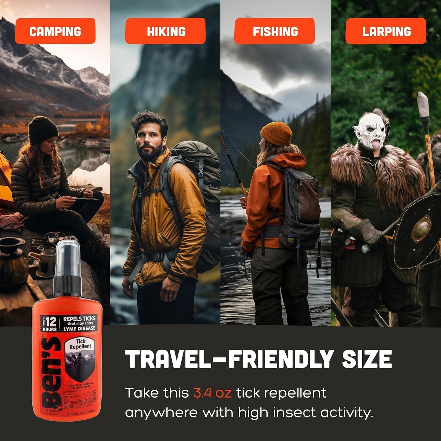 Ben's Tick Repellent - Tick, Mosquito & Insect Repellent Spray for Adults & Children - Bug Spray with 20% Picaridin - Offers 12 Hours of Protection - 3.4 fl oz (Pack of 3