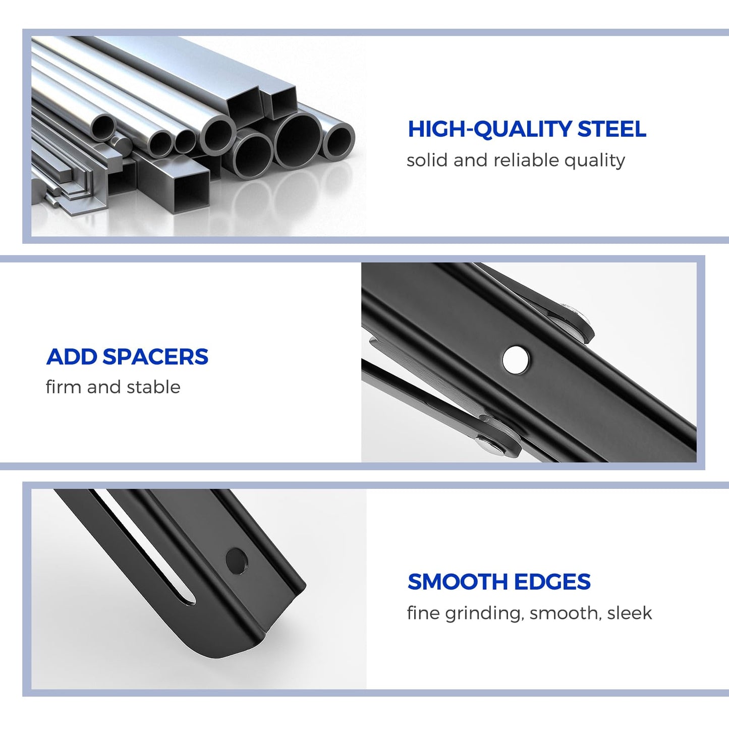 Ravinte 6 Inch Heavy Duty Folding Shelf Brackets - Collapsible Matte Black Brackets for Table, Bench, Space Saving Design, 2 Pack