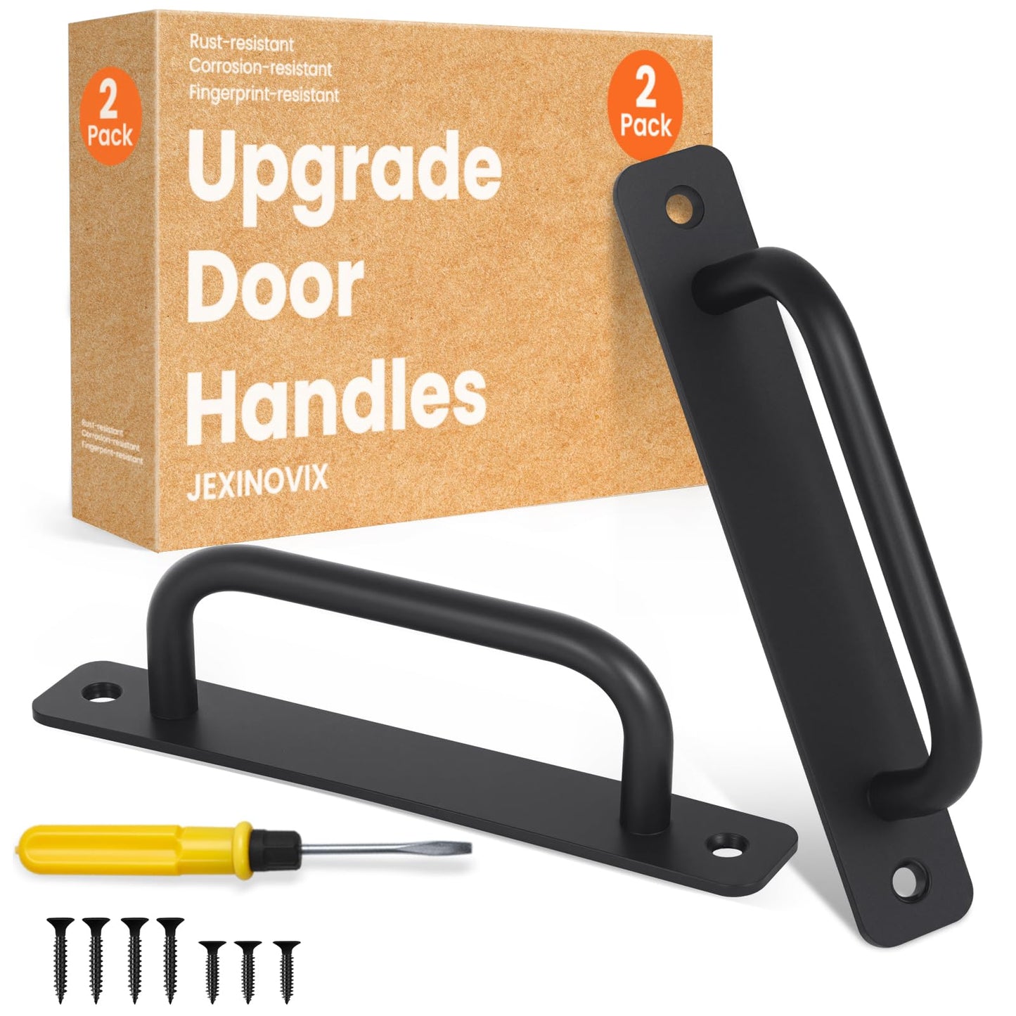 Barn Door Handles, 5.9" Gate Handle Outdoor Fence, Black Door Pulls Handle, Aluminium Alloy Sliding Closet Door Handle For Bifold Door, Kitchen, Cabinet, Bathroom, Closet, Garage Shed (2 Pack)