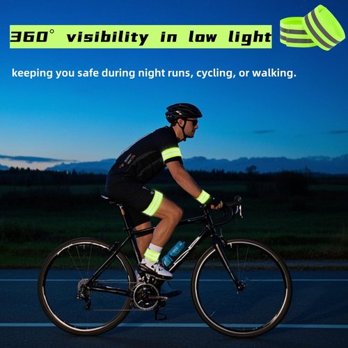 Tlence 50 Pack Reflective Bands, High Visibility Safety Reflector Armband, Security Tape Strip Bracelets, Cycling Warning Fluorescent Sash, Night Walking Cycling Gear for Wrist Arm Ankle Leg