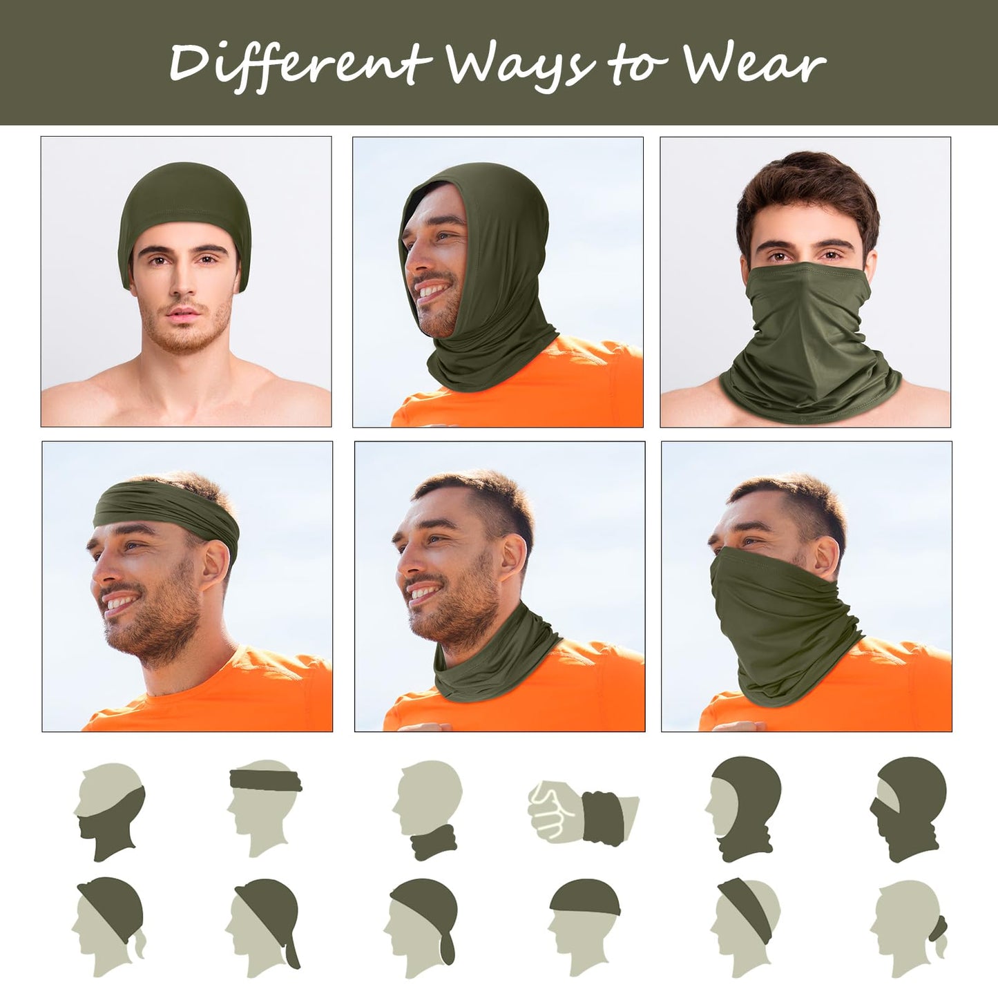 Geyoga Summer UV Protection Cooling Neck Gaiter,Khaki,6 Pcs