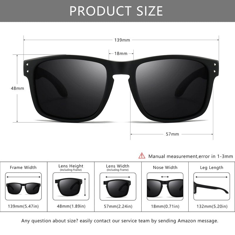 SUNGAIT Polarized Sports Sunglasses for Men Women: Black Retro Square Shades UV400 for Driving Fishing Cycling Running Golf