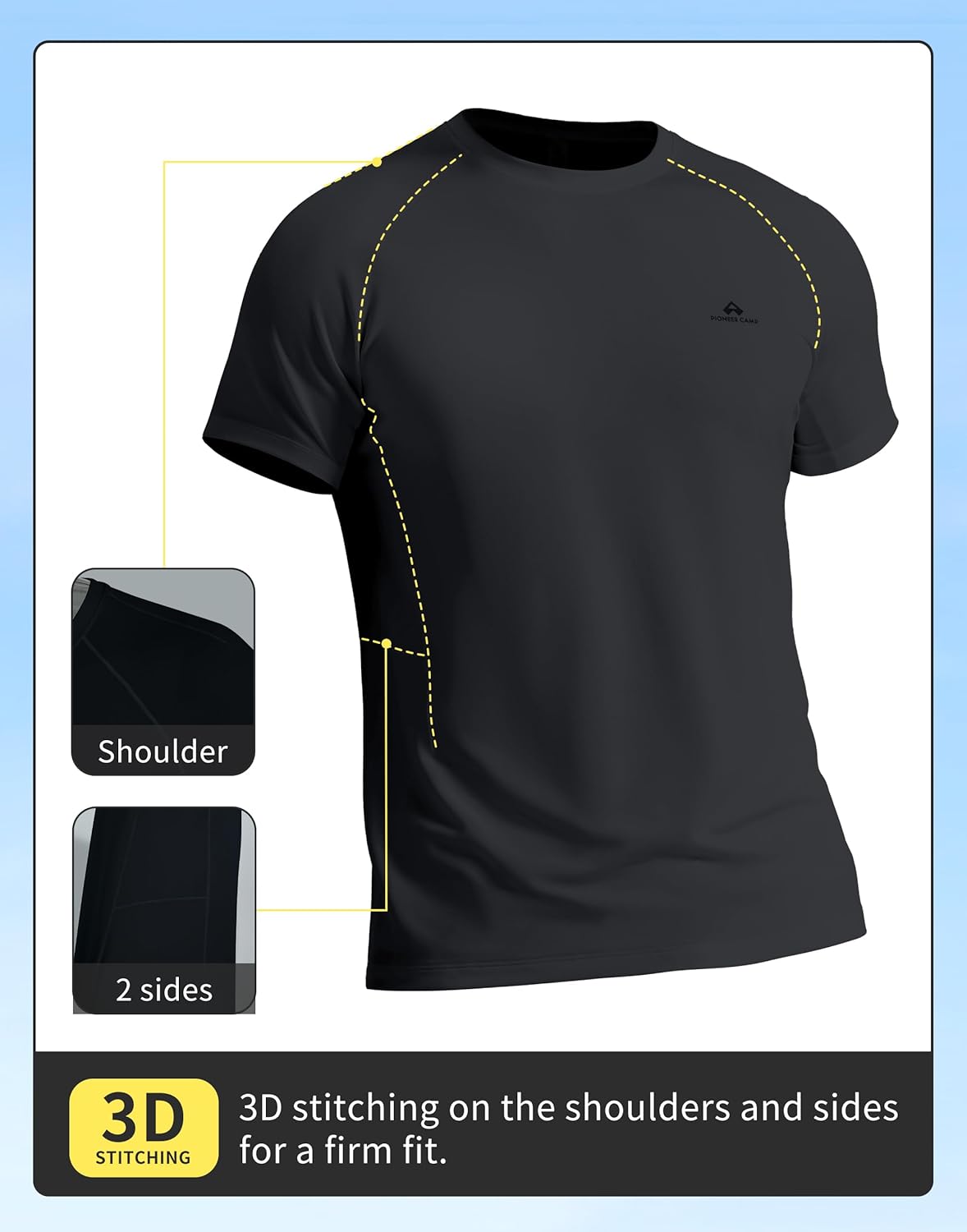 Pioneer Camp Men's Moisture-Wicking Running Shirt - UPF 50+ Short Sleeve Athletic Top