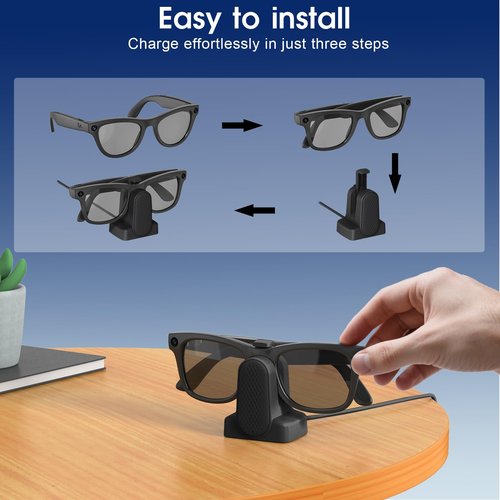 Cisian Charging Dock Compatible with Ray-Ban Meta Smart Glasses Wayfarer/Skyler/Headliner/Oakley | Meta HSTN,Potable Travel USB-C Cable Charger Meta Smart Glasses with Adapter
